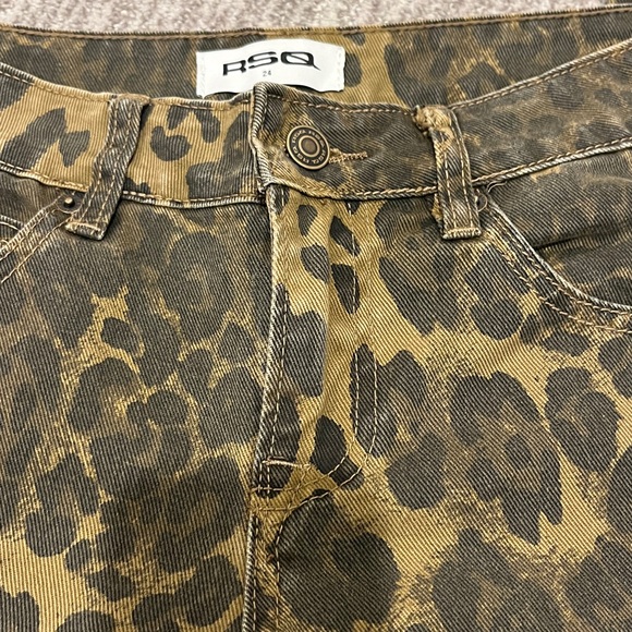 RSQ Leopard Print Women Straight/wide Leg Jeans - Brown and Black size 24 - Picture 9 of 9
